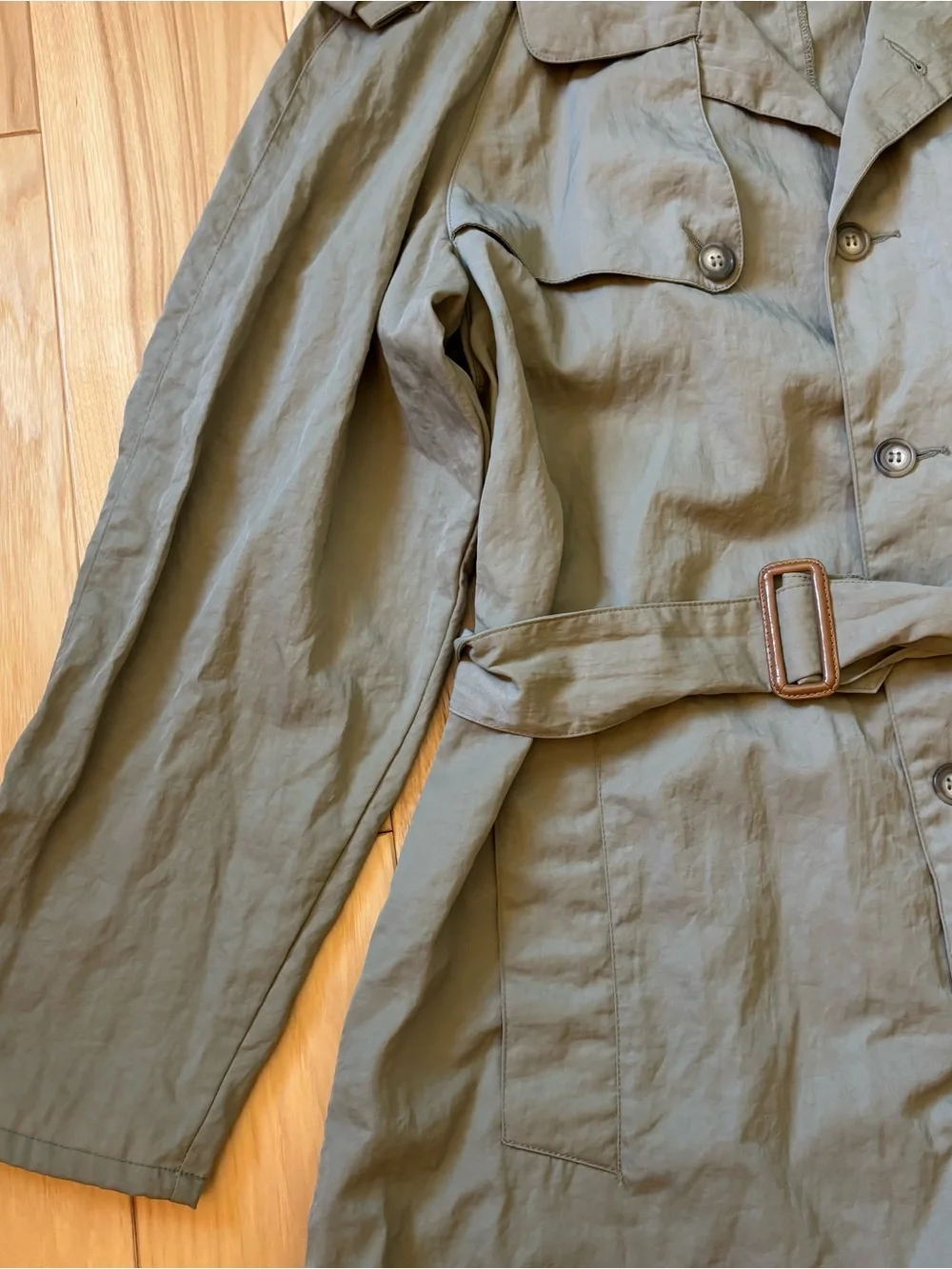 Vintage 80’s Banana Republic Nylon Khaki Green Trench Coat